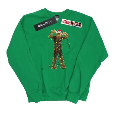 (M, Irish Green) Star Wars Womens/Ladies Chewbacca Christmas Lights Sweatshirt