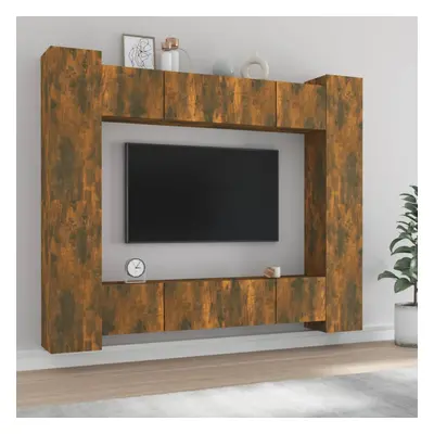 vidaXL TV Cabinet Set Piece Smoked Oak Engineered Wood TV Unit Sideboard