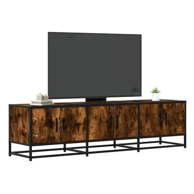 vidaXL TV Cabinet Smoked Oak 150x35x41 cm Engineered Wood and Metal