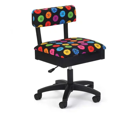 Hydraulic Sewing Chair Bright Buttons Black with Buttons Design - H8013