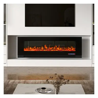 60 Inch 1800W Black Wall Mounted Electric Fireplace with Touch Screen