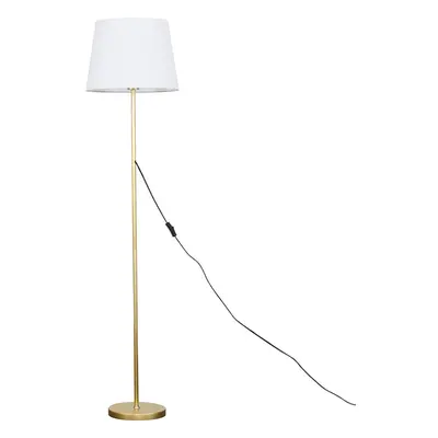 Modern Standard Floor Lamp in a Gold Metal Finish with a White Tapered Shade