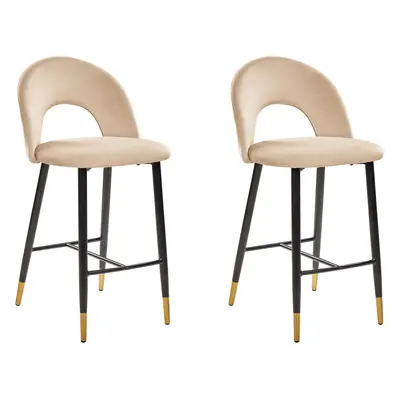 Set of Bar Chairs FALTON Velvet Beige