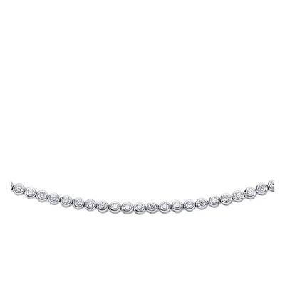 Jewelco London Ladies Sterling Silver Cubic Zirconia Eternity Rubover Tennis Necklace 3.5mm inch