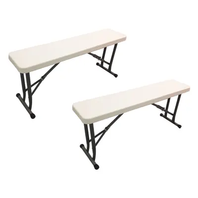 2 x FOLDING PLASTIC PICNIC BENCH PORTABLE OUTDOOR CAMPING GARDEN BBQ