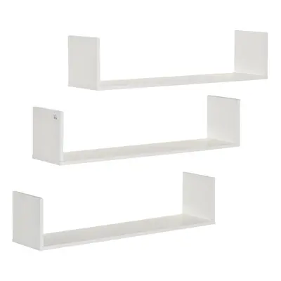 HOMCOM Set of Wooden Floating Shelves Wall Mount CD Storage White