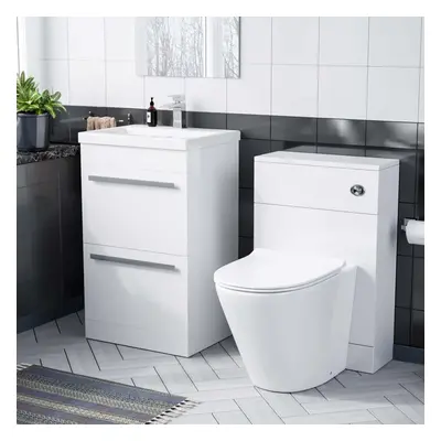 1000 mm Basin Drawer Vanity Cabinet and WC Toilet Pan Combo Suite | Nanuya