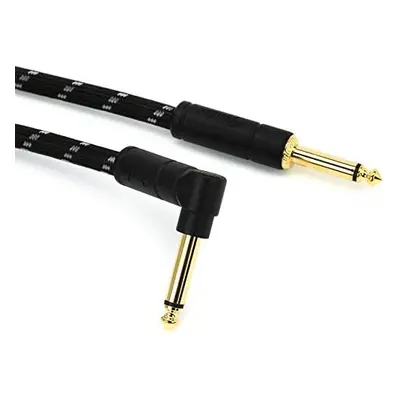 Fender Deluxe Series Instrument Guitar Cable, 10ft / 3m, Straight/Angle Jacks, Black Tweed