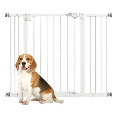 PawHut Adjustable Safety Gate w/ Extensions and Four Adjustable Screws, White