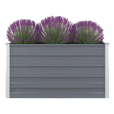 vidaXL Raised Garden Bed Galvanised Steel Grey Metal Planter Pot Flower Boxes