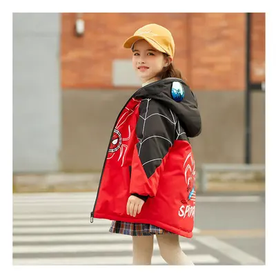 ( Red, 160cm?11-12years?) Kids Boys Spiderman Hooded Jacket Winter Coat Parka Outerwear New Xmas