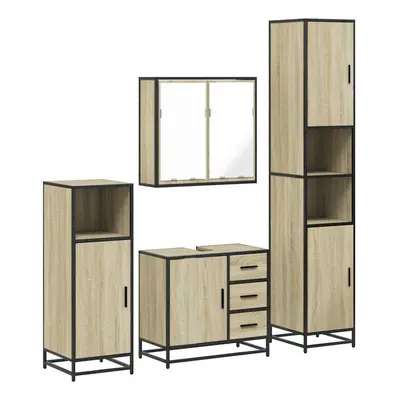 (sonoma oak) vidaXL 4ÃÂ Piece Bathroom Furniture SetÃÂ Sonoma Oak Engineered Wood