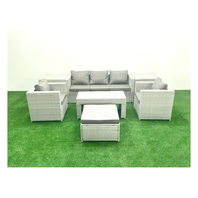 Fimous Rattan Garden Furniture Set Pieces Outdoor Garden Sofa Oblong Coffee Table Set with Chair