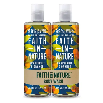 Faith In Nature Natural Grapefruit and Orange Body Wash Pack, Invigorating, Vegan & Cruelty Free