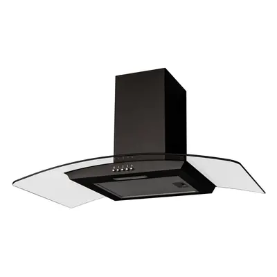 SIA CGH80BL 80cm Curved Glass Chimney Cooker Hood Extractor Fan In Black