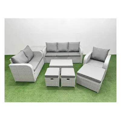 Fimous Patio PE Wicker Seater Outdoor Rattan Furniture Sofa Sets with Rectangular Coffee Table S