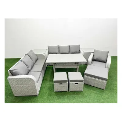 Fimous Seater Poly Rattan Outdoor Garden Furniture Rectangular Dining Table Sofa Set Seater Sofa