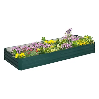 Outsunny Galvanised Raised Garden Bed Metal Planter Box with Open Bottom, Green