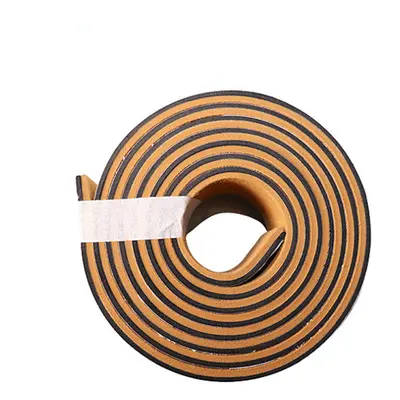 (Brown-White) 2400x58x5mm Soft Plastic Wood Non-slip Anti-collision Self-adhesive Eva Boat Side 