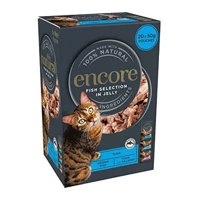 Encore 100% Natural Wet Cat Food, Multipack Fish in Jelly x (5 x g) Pack of Pouches