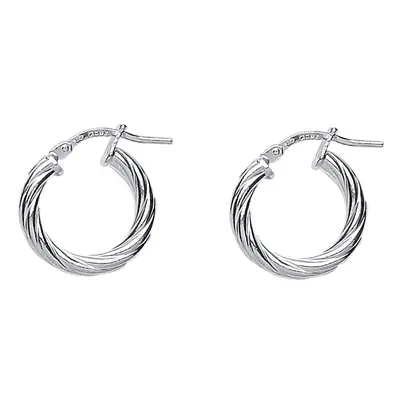 Jewelco London Ladies Sterling Silver Twisted Hoop Earrings 16mm 3mm - ER50