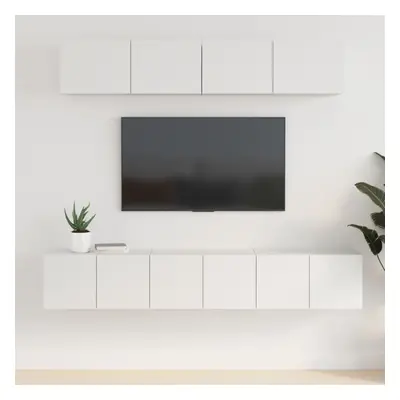 vidaXL Piece TV Cabinet Set White Engineered Wood