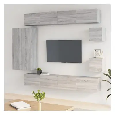 vidaXL Piece TV Cabinet Set Grey Sonoma Engineered Wood