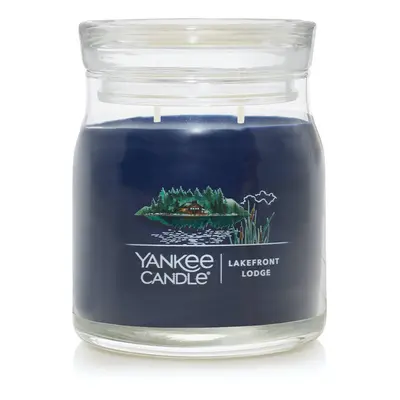 Yankee Candle Lakefront Lodge Scented Signature 13oz Medium Jar 2-Wick Candle Over Hours of Burn