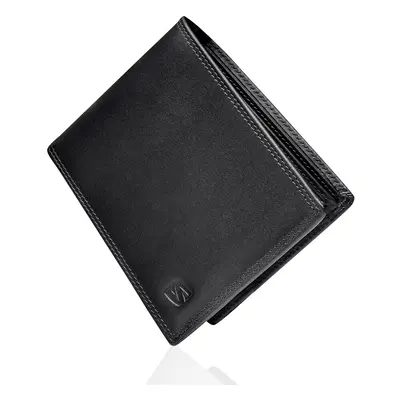 (Black) SERASAR|Men's Leather Wallet "Space"