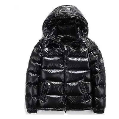 (Shiny Down Jacket Men's Winter Jacket Stand Collar Down Jacket With Hood) Shiny Down Jacket Men