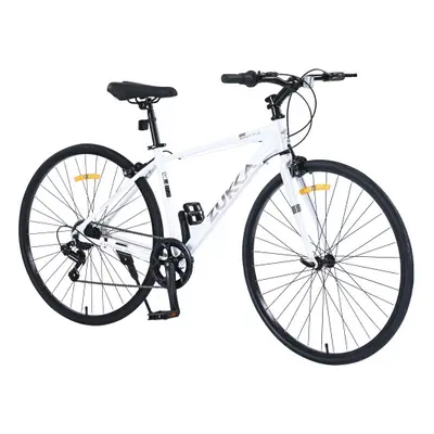 (White) Shimano Speed Hybrid Bike Aluminum Alloy Frame C-Brake 700C Road Bike For men women's Ci