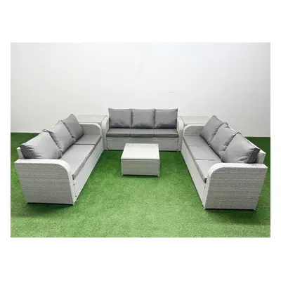 Fimous PE Rattan Lounge Sofa Set Seater Outdoor Garden Furniture Set with Square Coffee Table Se