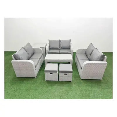 Fimous Seater PE Wicker Rattan Furniture Sofa Sets with Oblong Coffee Table Seater Love Sofa Sto