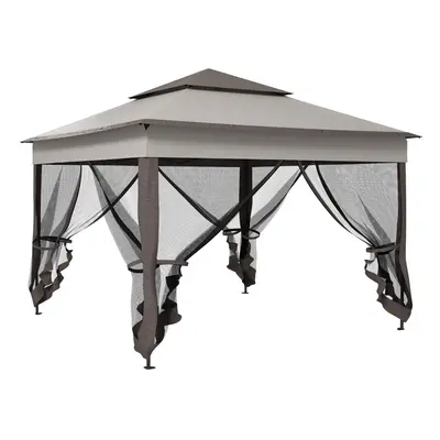 Outsunny Garden Folding Tent Heavy Duty Pop Up Gazebo for Party Light Grey