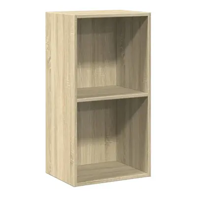 vidaXL 2-Tier Book Cabinet Sonoma Oak Engineered Wood Storage Highboard Shelf