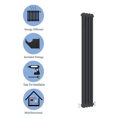 (Black, 1800*200mm) Cast Iron Style Radiators