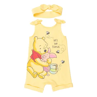 Disney Winnie The Pooh Baby Girls Romper Headband Set Yellow Months