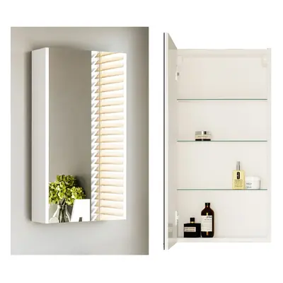 Bathroom Mirror Cabinet Mirrored Slim Wall Unit 400mm White Gloss Avir