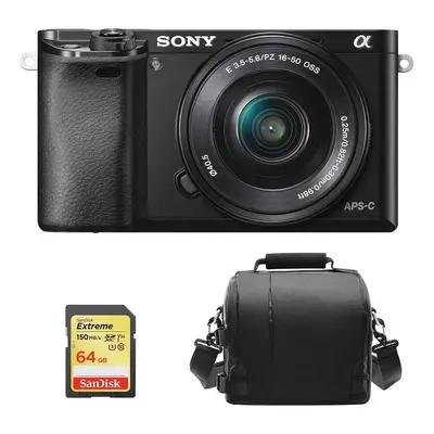 SONY A6000 Black KIT SEL 16-50MM Black + 64GB SD card + Bag