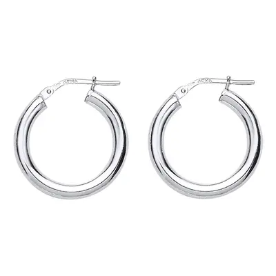 Jewelco London Ladies Sterling Silver Round Tube Polished Hoop Earrings 20mm 2mm - ER36