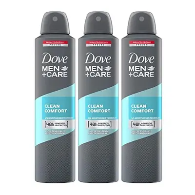 THREE PACKS of Dove Men Deodorant Aero Clean Comfort 250ml