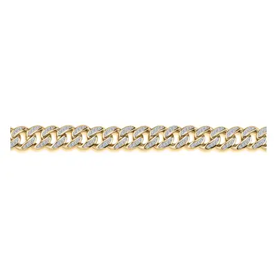 Jewelco London Men's Gold-Plated Silver Round CZ Cuban Curb Link Chain Bracelet - ABB197-GP