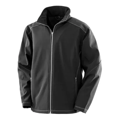 (M, Black) Result Work-Guard Mens Treble Stitch Soft Shell Jacket