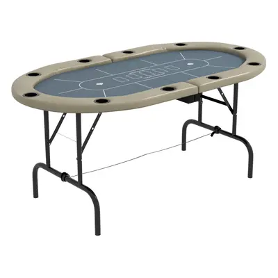 SPORTNOW Player Folding Poker Table with Cup Holders, Steel Base, Brown