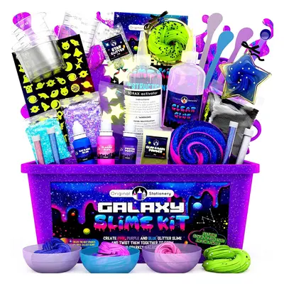 Original Stationery Galaxy Slime Making Kit with Glow In The Dark Stars & Slime Powder to make G