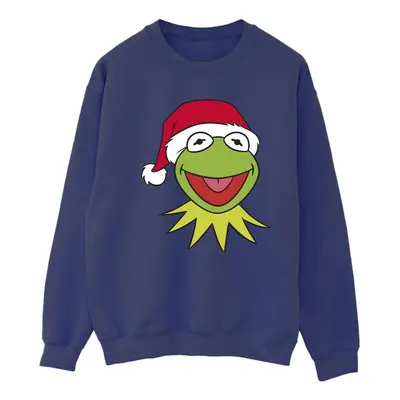 (S, Navy Blue) Disney Womens/Ladies Muppets Kermit Christmas Head Sweatshirt