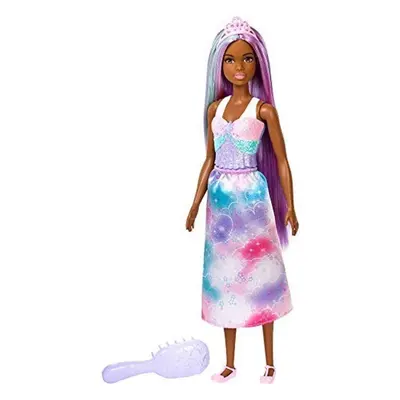 Barbie Doll FXR95 Rainbow Princess Look with Extra-Long Purple and Blue Hair and Hairbrush