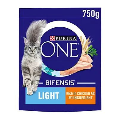 Purina ONE Light Dry Cat Food Rich in Chicken 750g (Pack of 4), Packaging May Vary