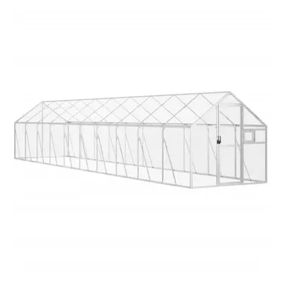 (silver, 1.79 x x 1.85 m) vidaXL Aviary Outdoor Bird Cage Walk In Chicken Run Coop Silver Alumin