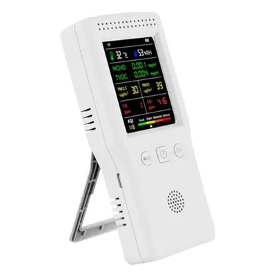 (white) Handheld Portable Air Quality Detector In Temperature Humidity Pm2.5 Pm10 Hcho Tvoc Co C